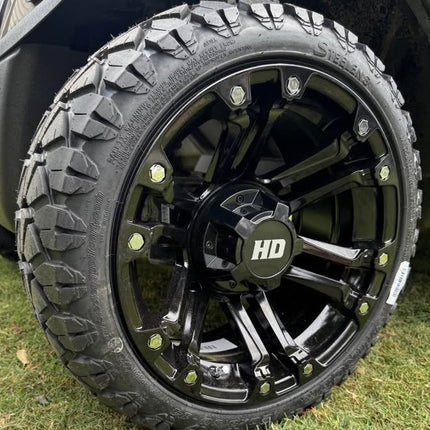 SGC 14" Black Rhino Golf Cart Wheels Premounted on Stinger 20" All Terrain Tires