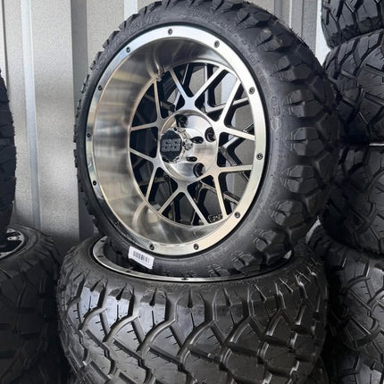 SGC 14" Venom Golf Cart Wheels Premounted on Stinger 20" All Terrain Tires