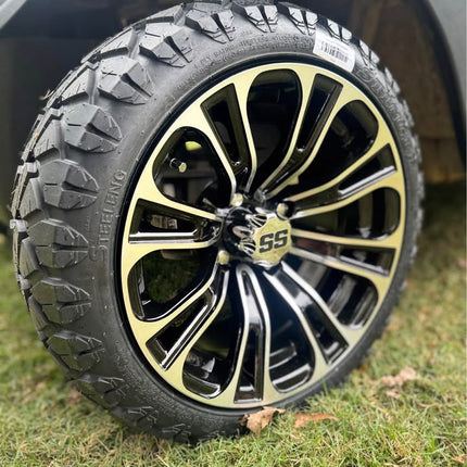 SGC 14" Vector Golf Cart Wheels Premounted on Stinger 20" All Terrain Tires