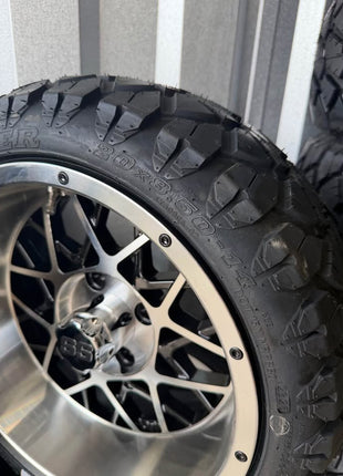 SGC 14" Venom Golf Cart Wheels Premounted on Stinger 20" All Terrain Tires