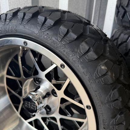 SGC 14" Venom Golf Cart Wheels Premounted on Stinger 20" All Terrain Tires