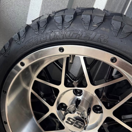 SGC 14" Venom Golf Cart Wheels Premounted on Stinger 20" All Terrain Tires
