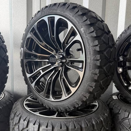 SGC 14" Vector Golf Cart Wheels Premounted on Stinger 20" All Terrain Tires