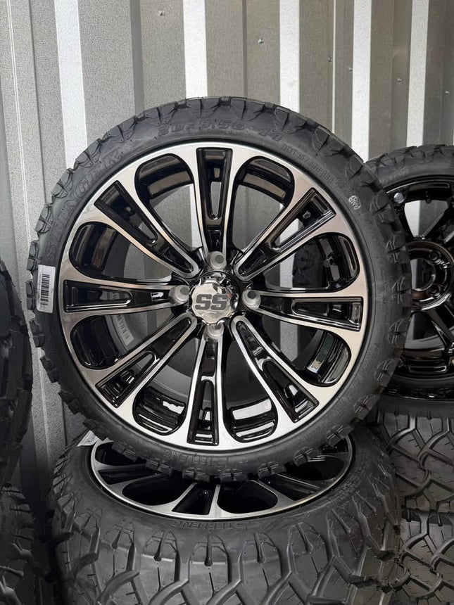 SGC 14" Vector Golf Cart Wheels Premounted on Stinger 20" All Terrain Tires