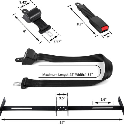 Universal Retractable Golf Cart Seat Belts