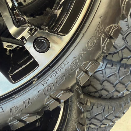 SGC 14" Rhino Chrome Golf Cart Wheels Premounted on Stinger 20" All Terrain Tires