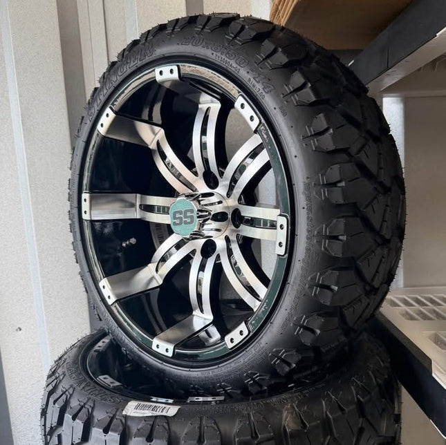 SGC 14" Tempest Golf Cart Wheels Premounted on Stinger 20" All Terrain Tires