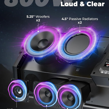 Midnight 90 Bluetooth Golf Cart / UTV Soundbar – 800W Waterproof