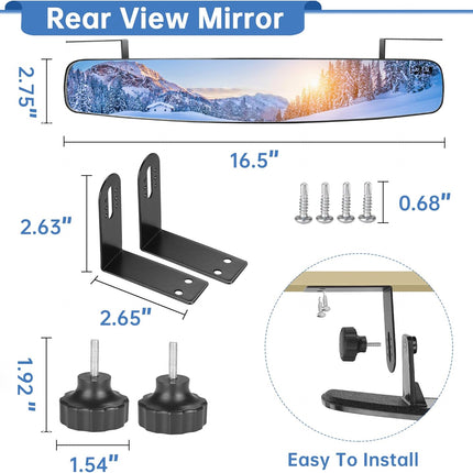 Universal Golf Cart Rear View Mirror + Foldiong Side Mirror Bundle