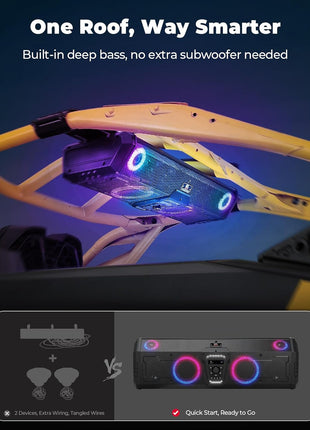 Midnight 90 Bluetooth Golf Cart / UTV Soundbar – 800W Waterproof