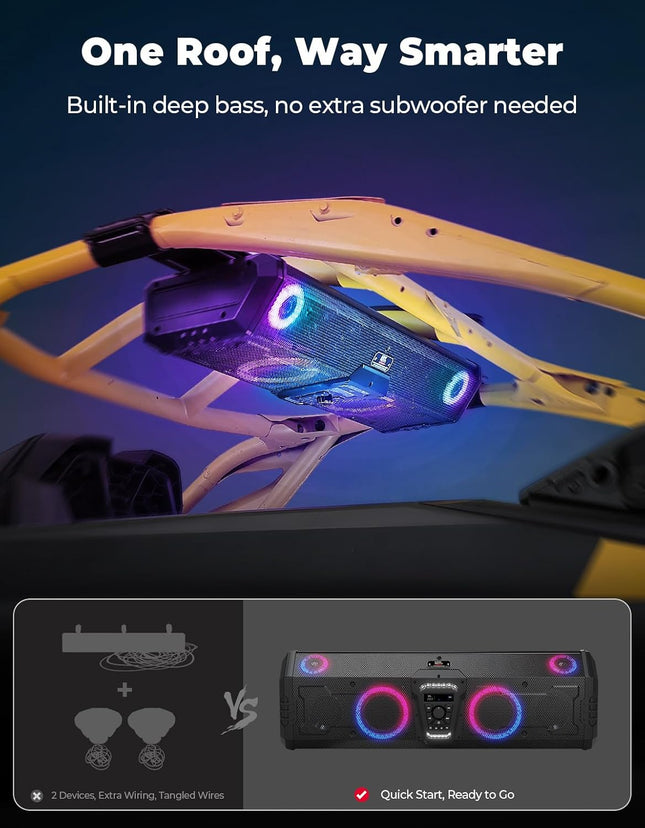 Midnight 90 Bluetooth Golf Cart / UTV Soundbar – 800W Waterproof