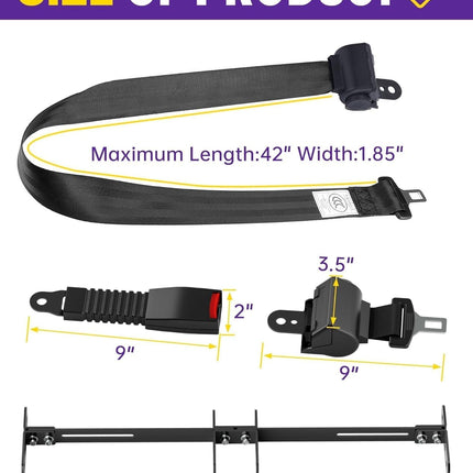 Universal Golf Cart Front and Rear Seat Belts (4 Passenger Standard)