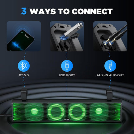 Ehaho 25" Waterproof Golf Cart Bluetooth Soundbar