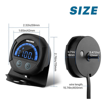 Universal Waterproof Golf Cart Battery Voltmeter & Capacity Monitor 12V–84V