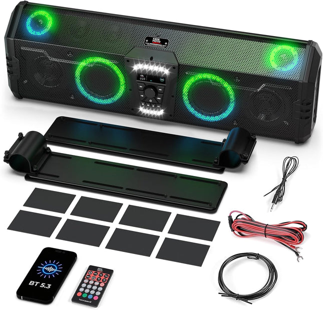 Midnight 90 Bluetooth Golf Cart / UTV Soundbar – 800W Waterproof