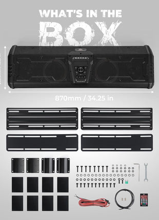 Midnight 90 Bluetooth Golf Cart / UTV Soundbar – 800W Waterproof