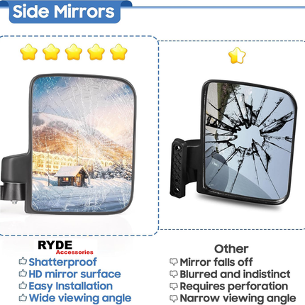 Universal Rearview and Sideview Mirrors Golf Cart Kit