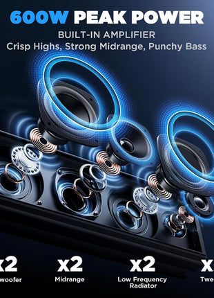 Ehaho 34" Waterproof Golf Cart Bluetooth Soundbar