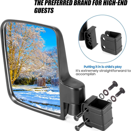 Universal Rearview and Sideview Mirrors Golf Cart Kit