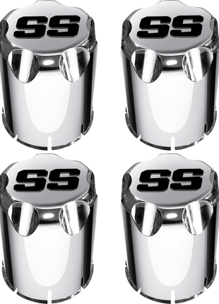 SGC Chrome Center Caps for Golf Cart Rims – Black SS Logo