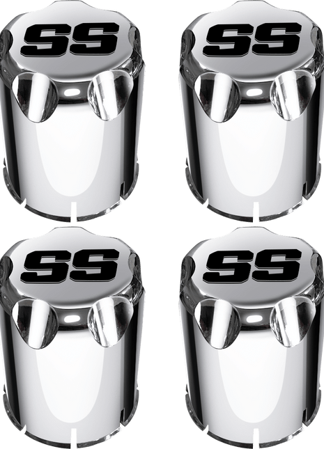SGC Chrome Center Caps for Golf Cart Rims – Black SS Logo