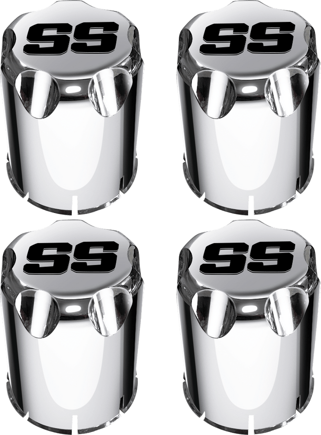 SGC Chrome Center Caps for Golf Cart Rims – Black SS Logo