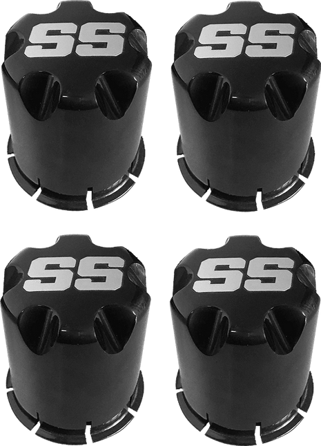 SGC Black Center Caps for Golf Cart Rims – Silver SS Logo
