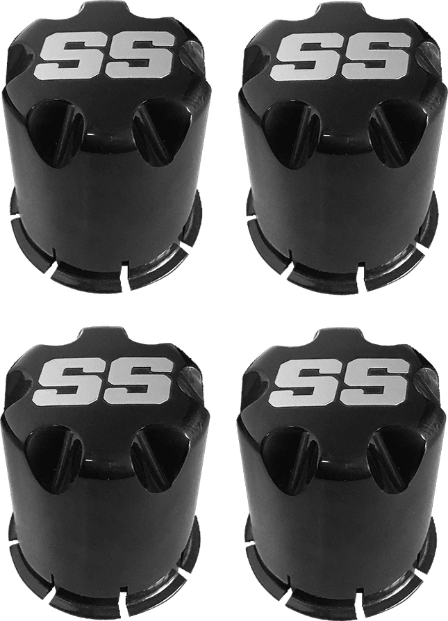 SGC Black Center Caps for Golf Cart Rims – Silver SS Logo