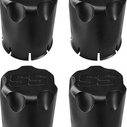 SGC Matte Black Center Caps for Golf Cart Rims – Black SS Logo