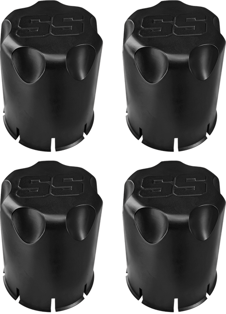 SGC Matte Black Center Caps for Golf Cart Rims – Black SS Logo