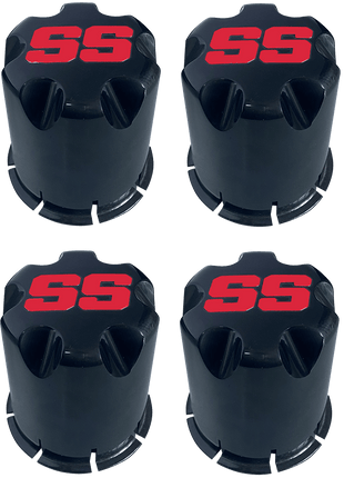 SGC Black Center Caps for Golf Cart Rims – Red SS Logo