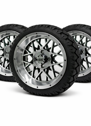 SGC 14" Venom Golf Cart Wheels Premounted on Stinger 20" All Terrain Tires