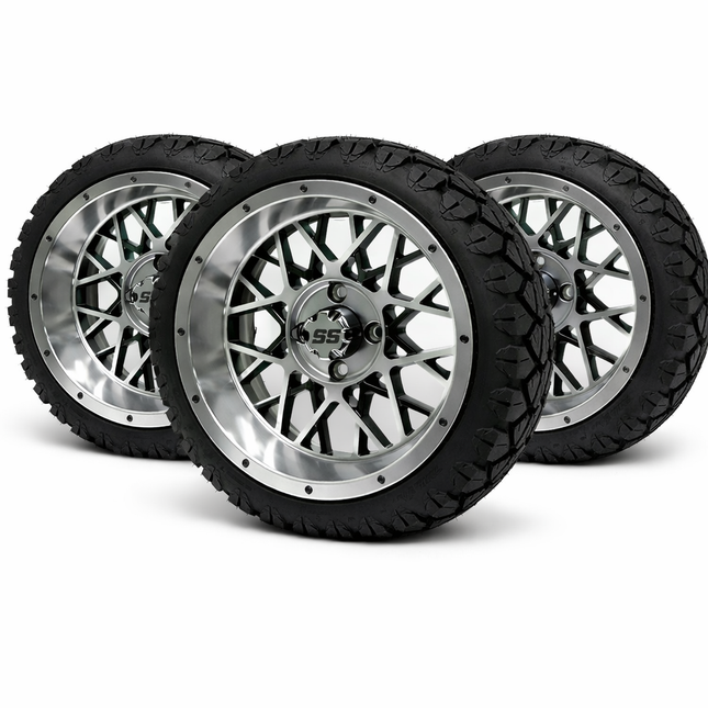 SGC 14" Venom Golf Cart Wheels Premounted on Stinger 20" All Terrain Tires