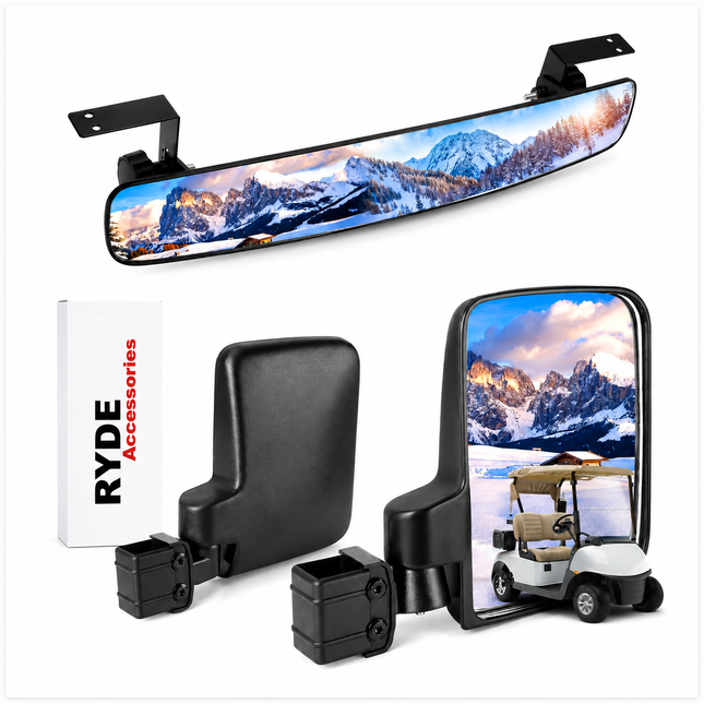 Universal Rearview and Sideview Mirrors Golf Cart Kit