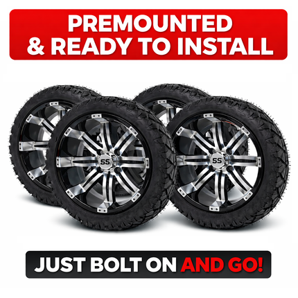 SGC 14" Tempest Golf Cart Wheels Premounted on Stinger 20" All Terrain Tires