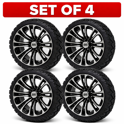 SGC 14" Vector Golf Cart Wheels Premounted on Stinger 20" All Terrain Tires
