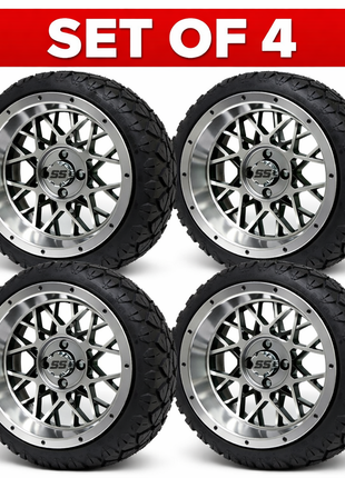 SGC 14" Venom Golf Cart Wheels Premounted on Stinger 20" All Terrain Tires