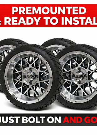 SGC 14" Venom Golf Cart Wheels Premounted on Stinger 20" All Terrain Tires