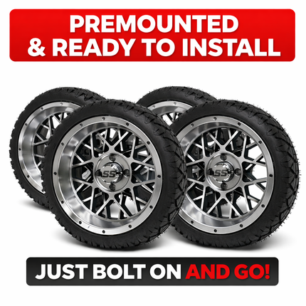 SGC 14" Venom Golf Cart Wheels Premounted on Stinger 20" All Terrain Tires