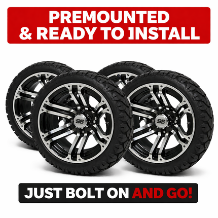 SGC 14" Terminator Golf Cart Wheels Premounted on Stinger 20" All Terrain Tires