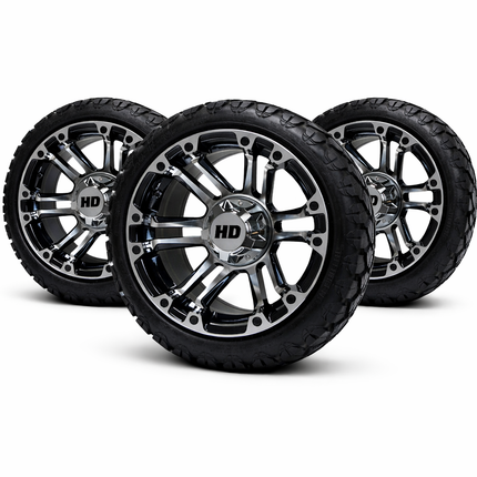 SGC 14" Rhino Golf Cart Wheels Premounted on Stinger 20" All Terrain Tires