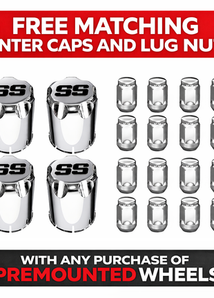 SGC 14" Rhino Chrome Golf Cart Wheels Premounted on Stinger 20" All Terrain Tires