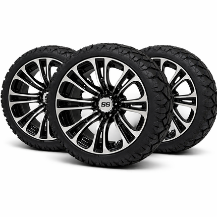 SGC 14" Vector Golf Cart Wheels Premounted on Stinger 20" All Terrain Tires
