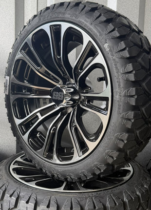 SGC Chrome Center Caps for Golf Cart Rims – Black SS Logo