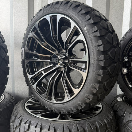 SGC Chrome Center Caps for Golf Cart Rims – Black SS Logo