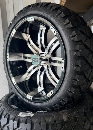 SGC Chrome Center Caps for Golf Cart Rims – Black SS Logo