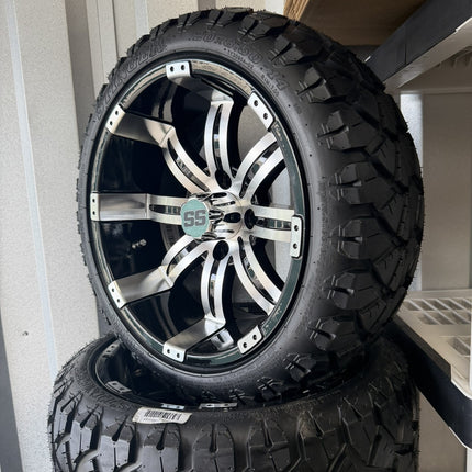 SGC Chrome Center Caps for Golf Cart Rims – Black SS Logo