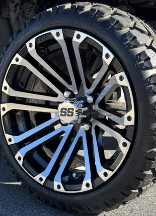 SGC Chrome Center Caps for Golf Cart Rims – Black SS Logo