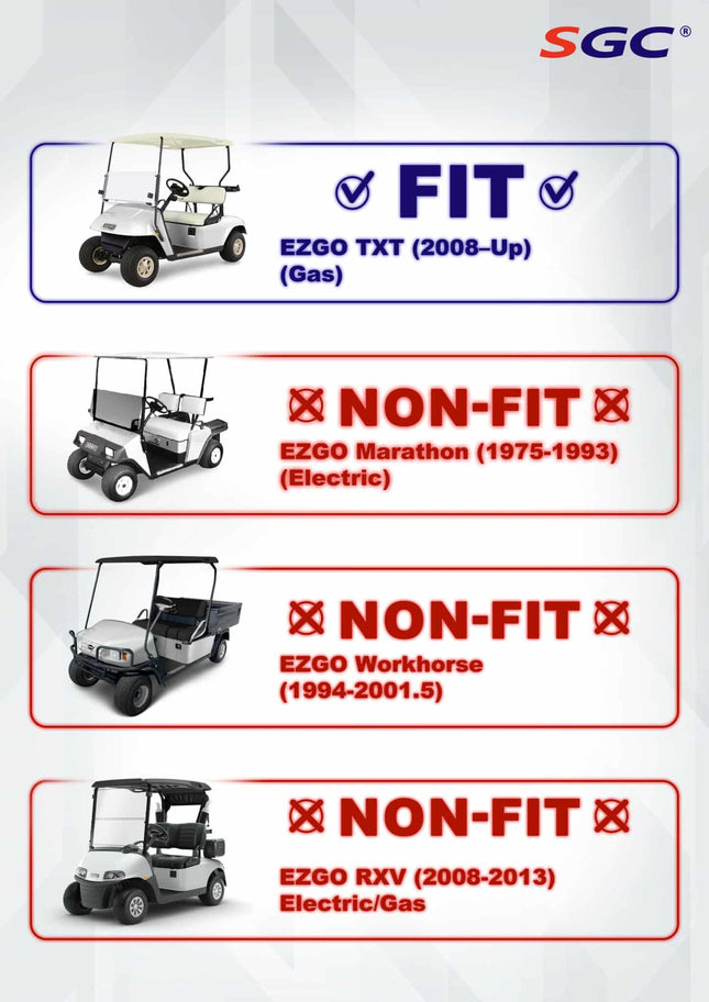 SGC 6″ Drop Axle Lift Kit for EZGO TXT (2008.5–Up Gas)