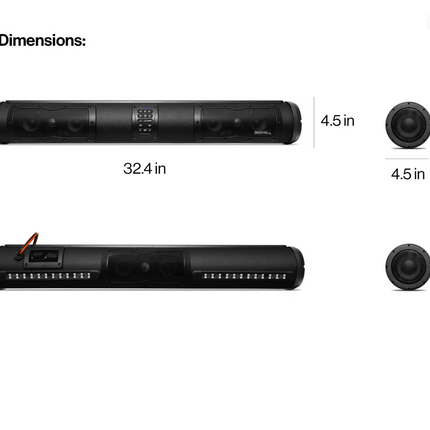 SoundExtreme Elite SEDS33 – 33″ Waterproof 360° Golf Cart Soundbar